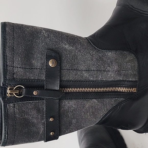 UGG Rosalie canvas & leather Black and Gray boots size 9 - Picture 6 of 12